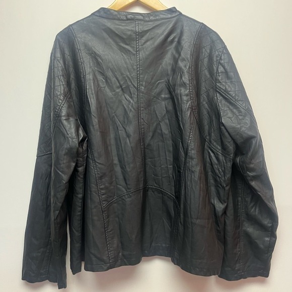 Cato Vegan Women's Leather Zip Front Moto 22/24W Jacket Black Pearl Floral‎ Lace - Picture 12 of 12